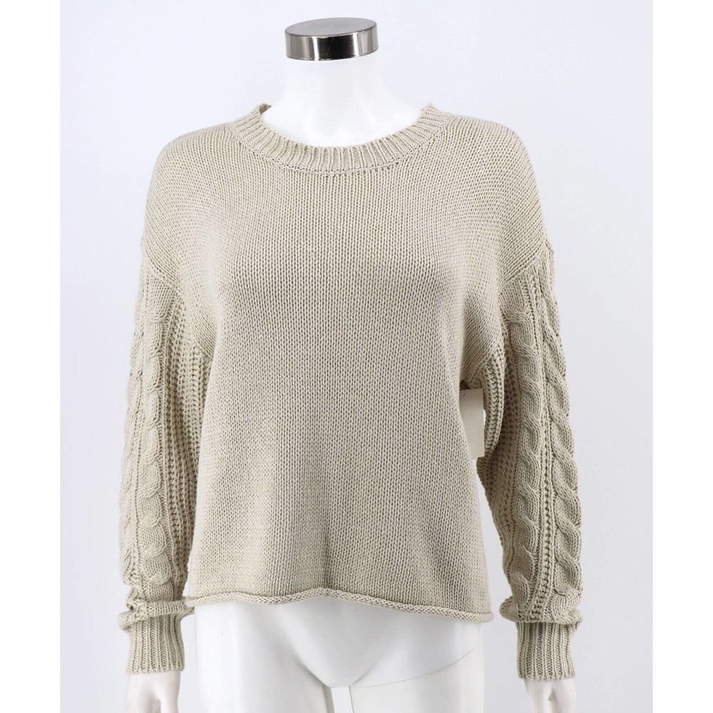 RDI Cable Knit Sleeve Sweater NEW Beige Pullover Size XS